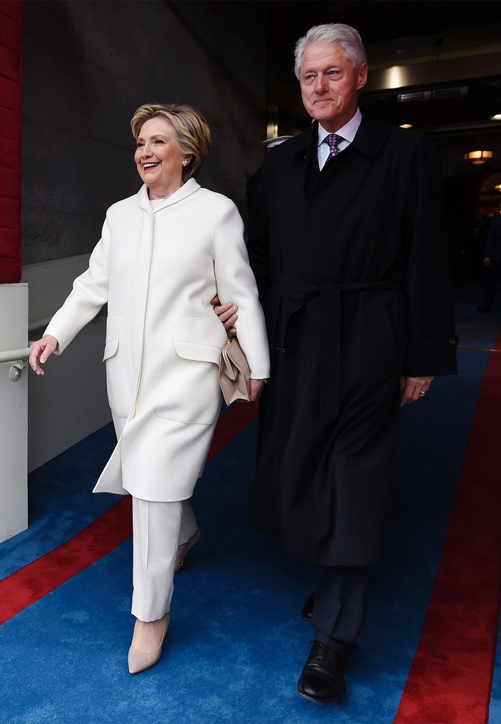 Hillary Clinton in white pantsuit for Trump inauguration